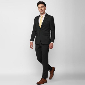 Men Self Design Slim Fit Single-Breasted Formal Suit