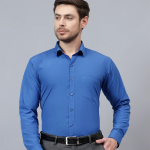 Men Slim Fit Solid Spread Collar Formal Shirt