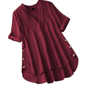 Women's Linen Blend Solid Regular Fit Tunic Top | Kurti for Women