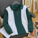 Men Self Design Zip Neck Cotton Blend Dark Green T-Shirt
