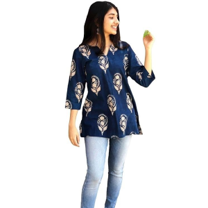Women's Short Kurti in TOP Wine Rayon Cotton Blend | Ladies Ethnic Tunic | Office