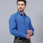 Men Slim Fit Solid Spread Collar Formal Shirt