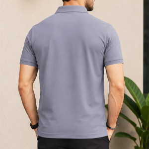 Men Solid Polo Neck Polyester Grey T-Shirt