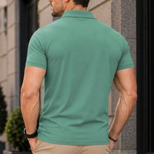 Men Solid Polo Neck Polyester Light Green T-Shirt
