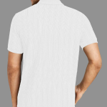 Men Self Design Zip Neck Polyester White T-Shirt