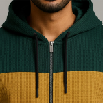 Men Full Sleeve Color Block Hooded Sweatshirt