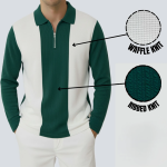 Men Self Design Zip Neck Cotton Blend Dark Green T-Shirt