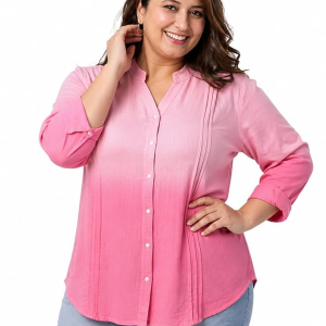 Women's Cotton Linen Short Kurti Top | Mandarin Collar 3/4 Sleeve Button-Down Tunic | Casual Office Wear Summer Kurta for Women