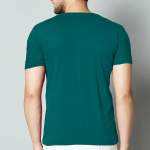 Men Striped Round Neck Polyester Dark Green T-Shirt