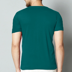Men Striped Round Neck Polyester Dark Green T-Shirt