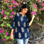 Women's Short Kurti in TOP Wine Rayon Cotton Blend | Ladies Ethnic Tunic | Office