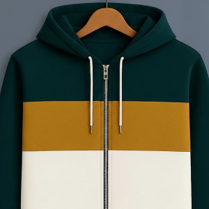 Men Full Sleeve Color Block Hooded Sweatshirt
