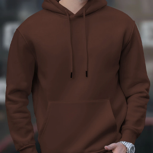 Men Full Sleeve Solid Hooded Sweatshirt